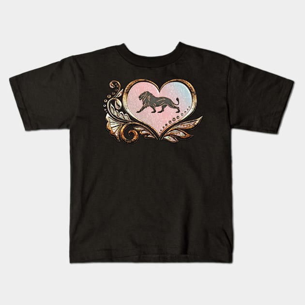 Elegant heart with lion Kids T-Shirt by Nicky2342